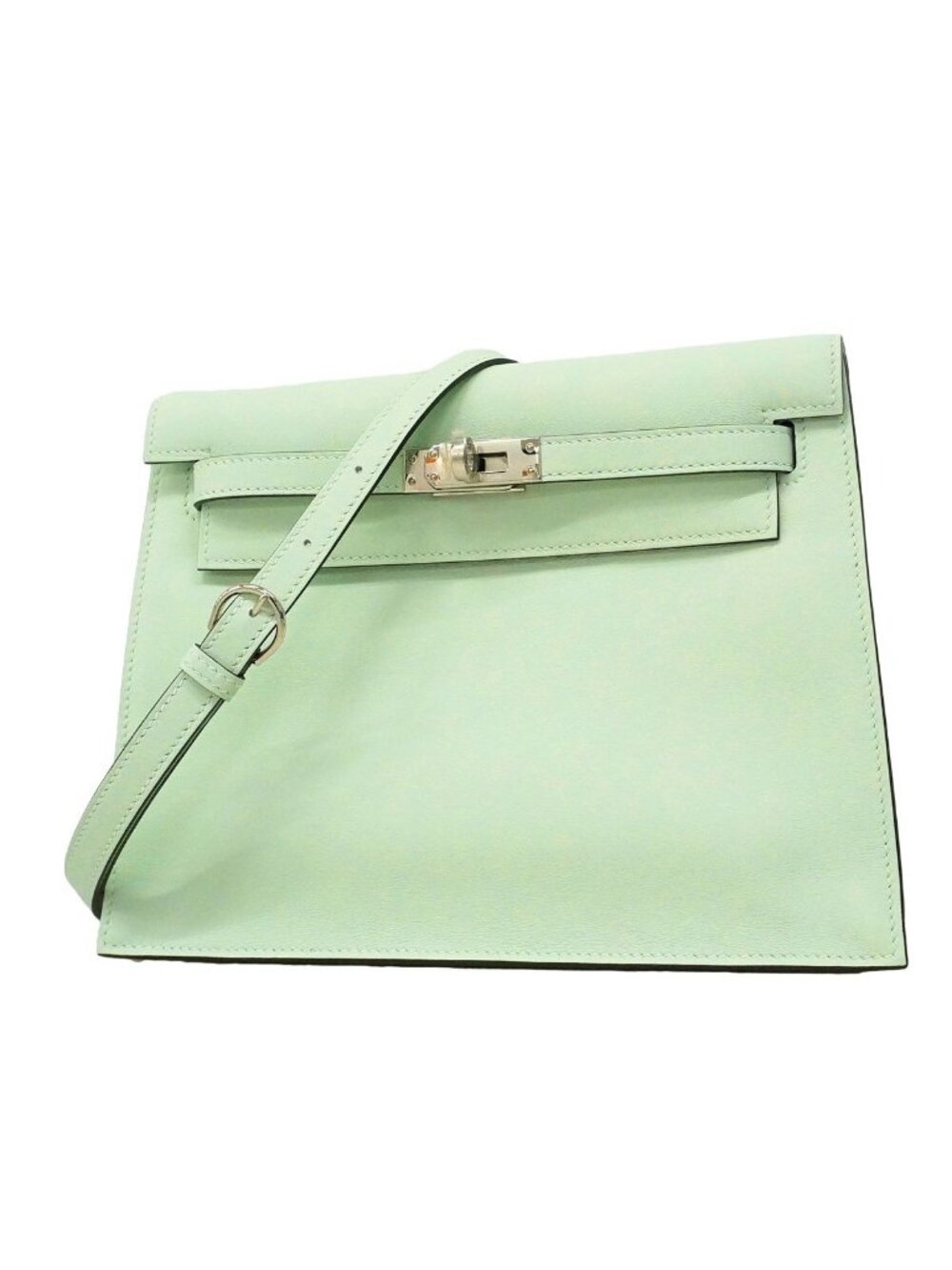 Hermes Shoulder Bag Kelly Dance Swift Vert Fizz Silver